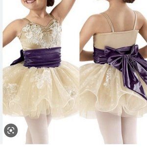 Weissman Dance costume ballet dress beige tan Once Upon A Dream 6939 child large